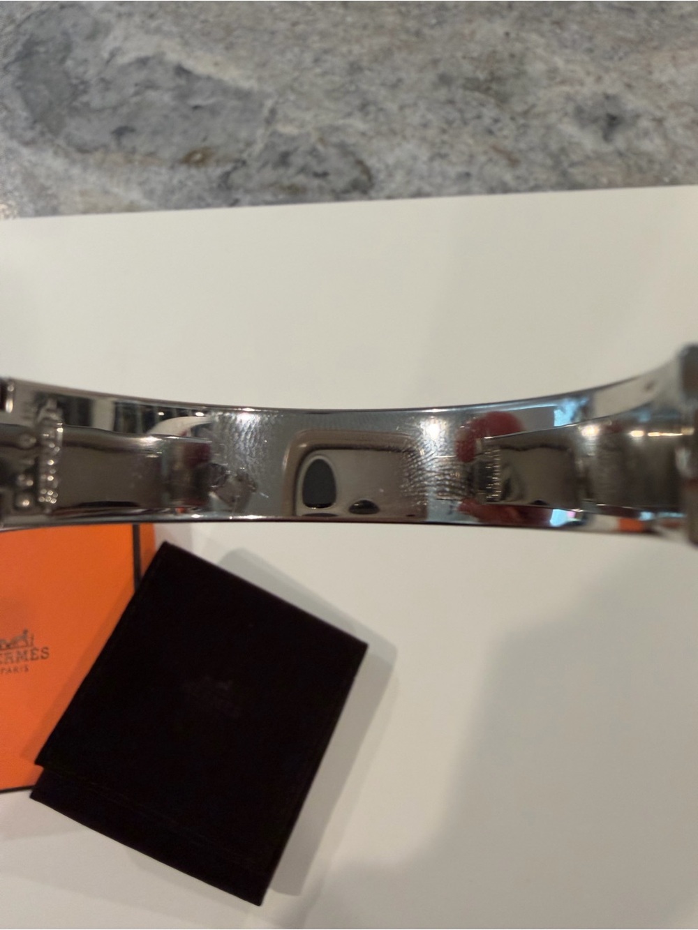 Hermes Black Enamel H Bracelet with Palladium Hardware - Picture 4 of 7